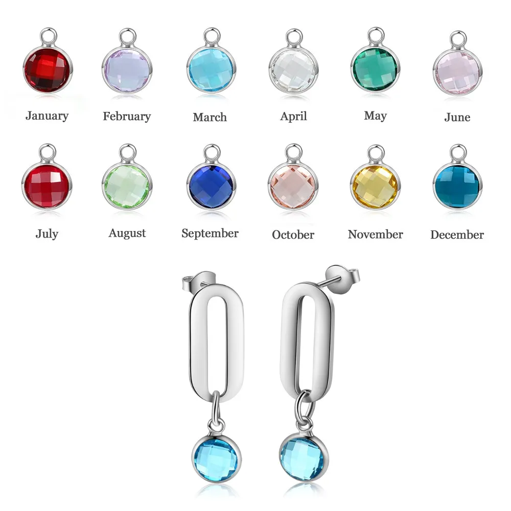 Customized 1 Stone Non-Engraved Earrings