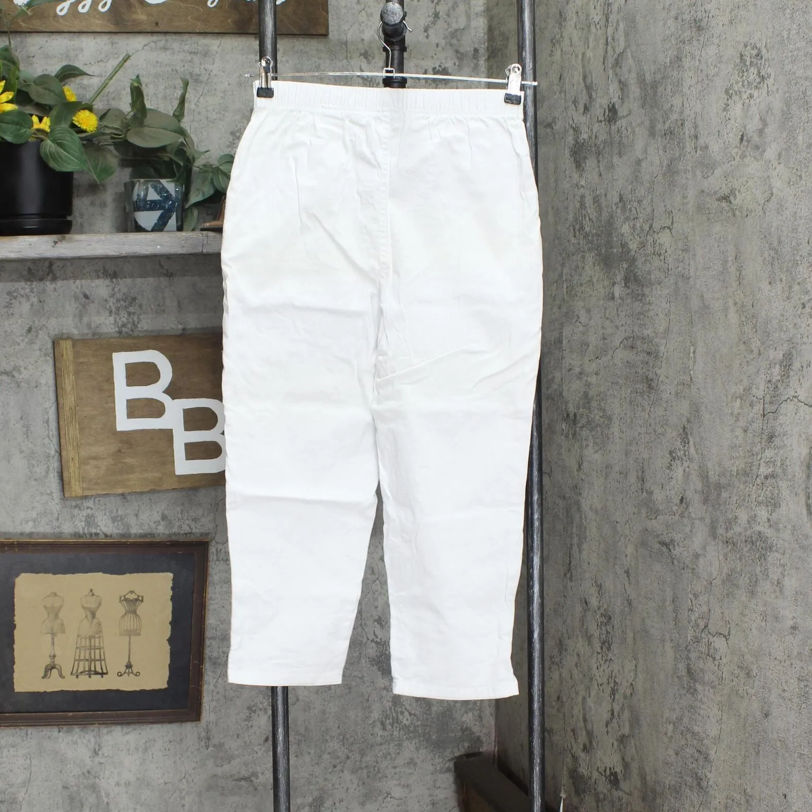 Denim & Co. Wpomens Pull On V-Yoke Crop Pants A375859 White XS