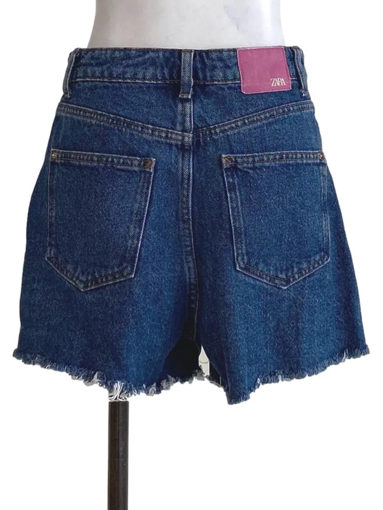 Denim Plain High Waisted Shorts