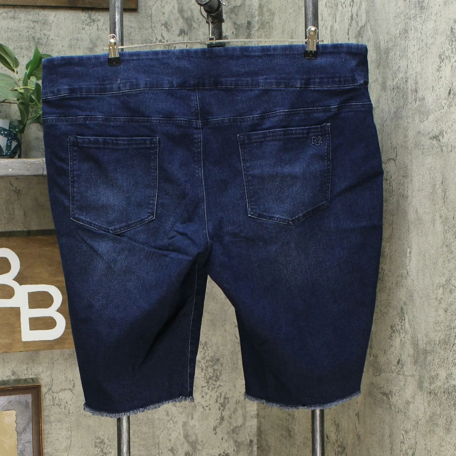 DG2 by Diane Gilman Classic Stretch Pull On Bermuda Shorts Indigo Plus 3X