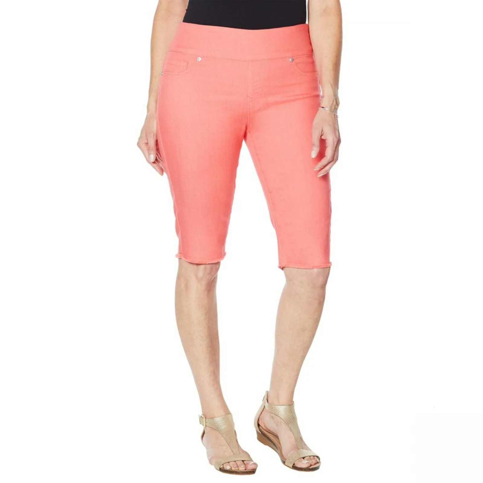 DG2 by Diane Gilman Women's Stretch Denim Pull On Bermuda Shorts
