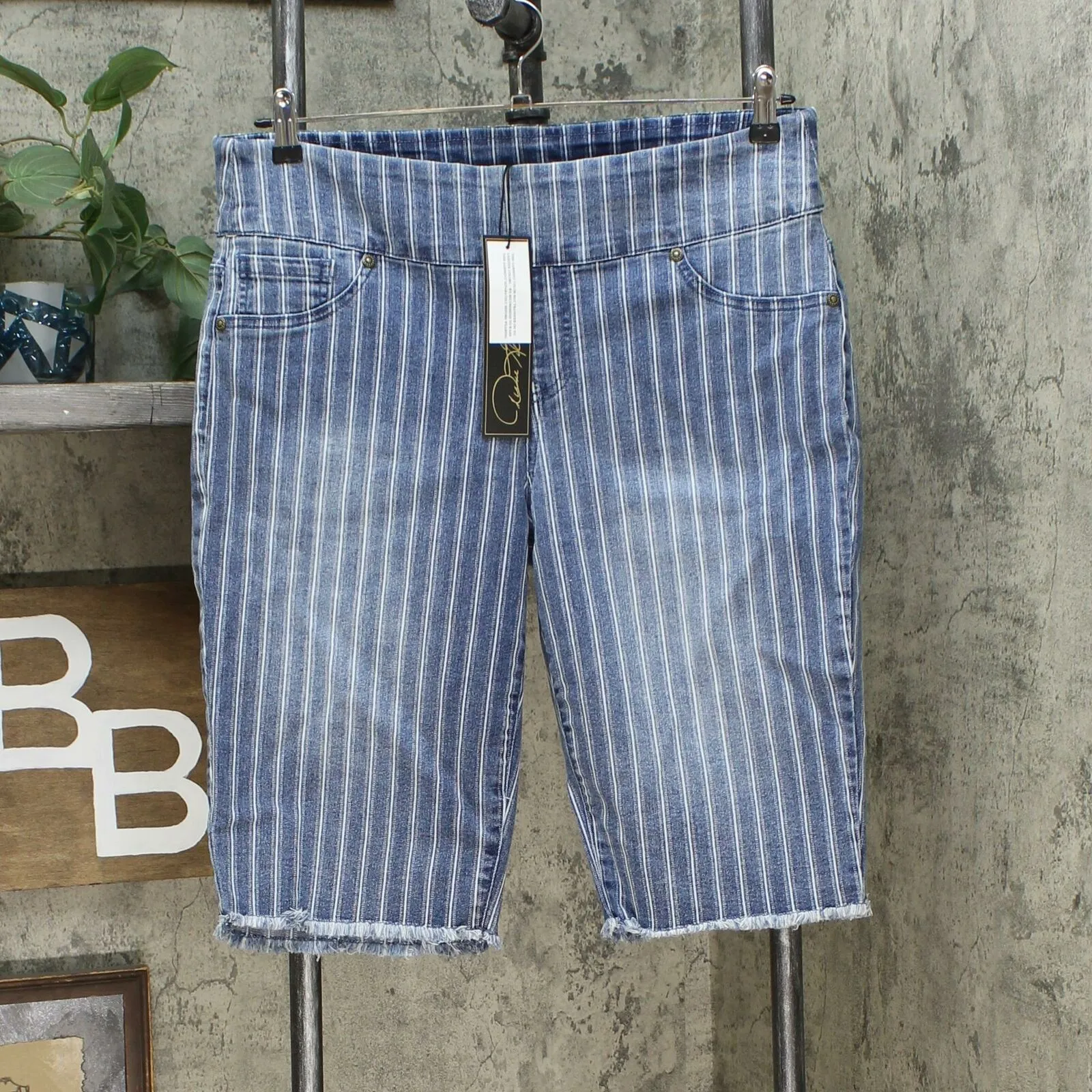 DG2 by Diane Gilman Women's Stretch Denim Pull On Bermuda Shorts