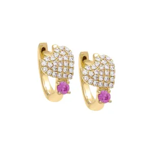 Diamond Heart Huggie Earring 14K