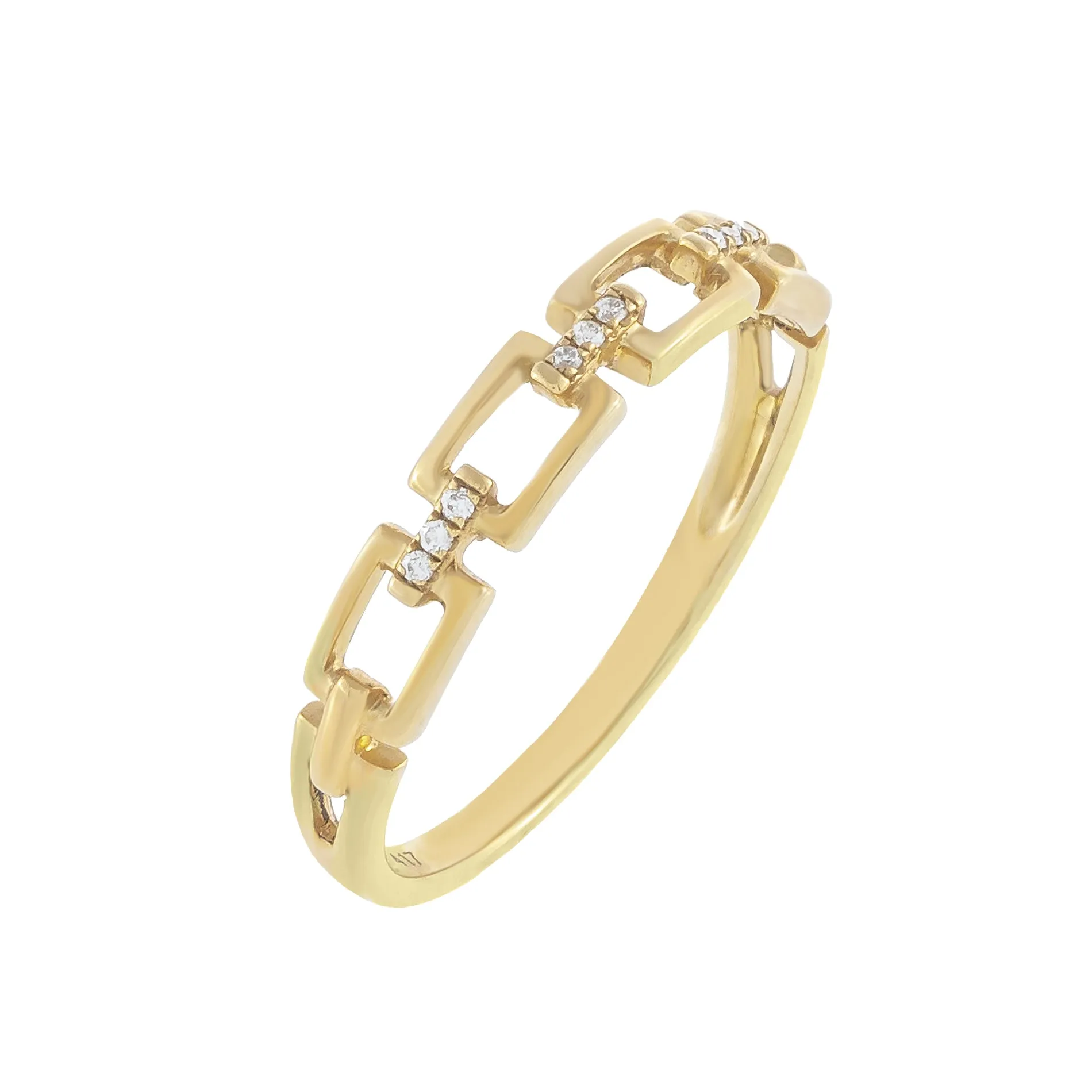 Diamond Pavé Box Link Ring 10K