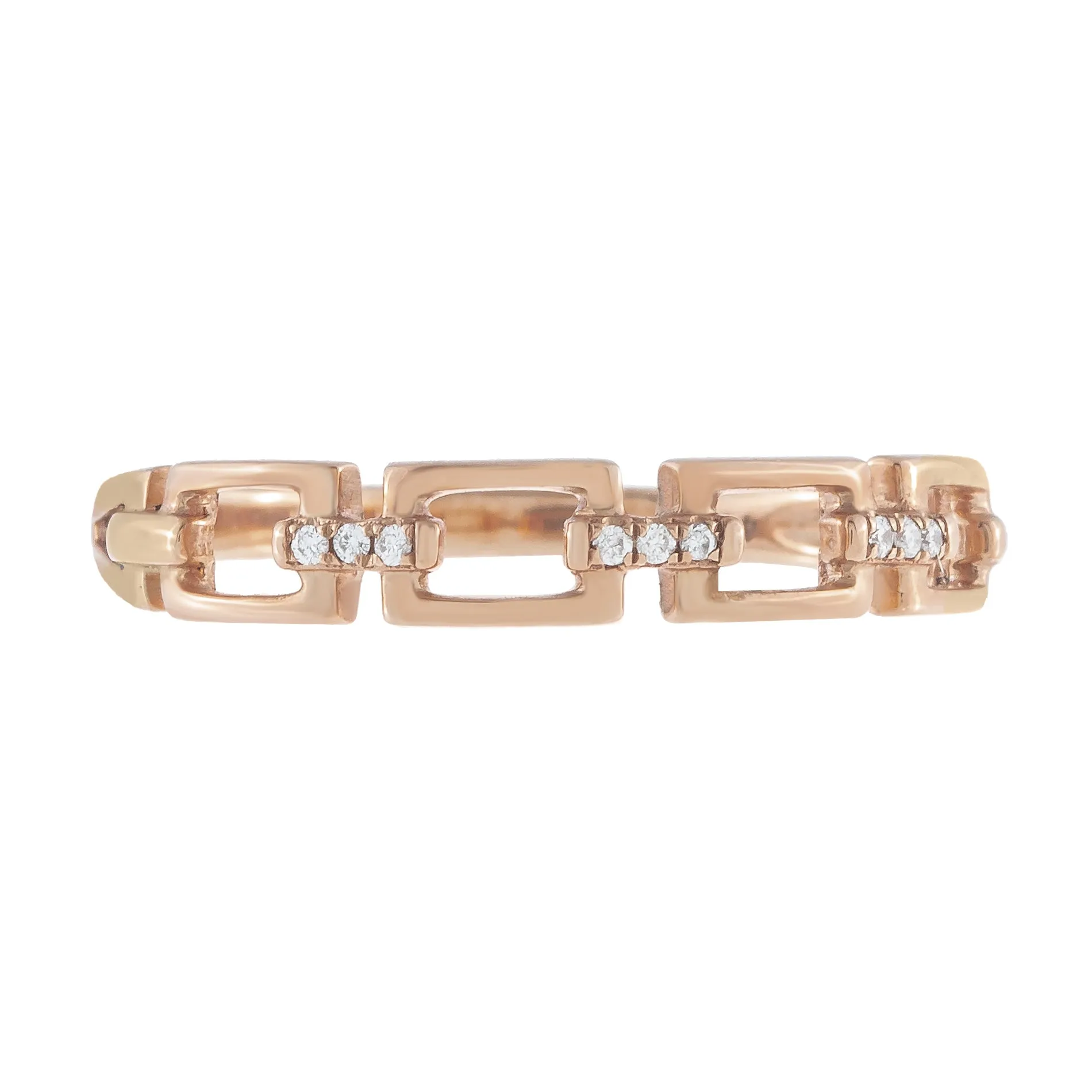 Diamond Pavé Box Link Ring 10K
