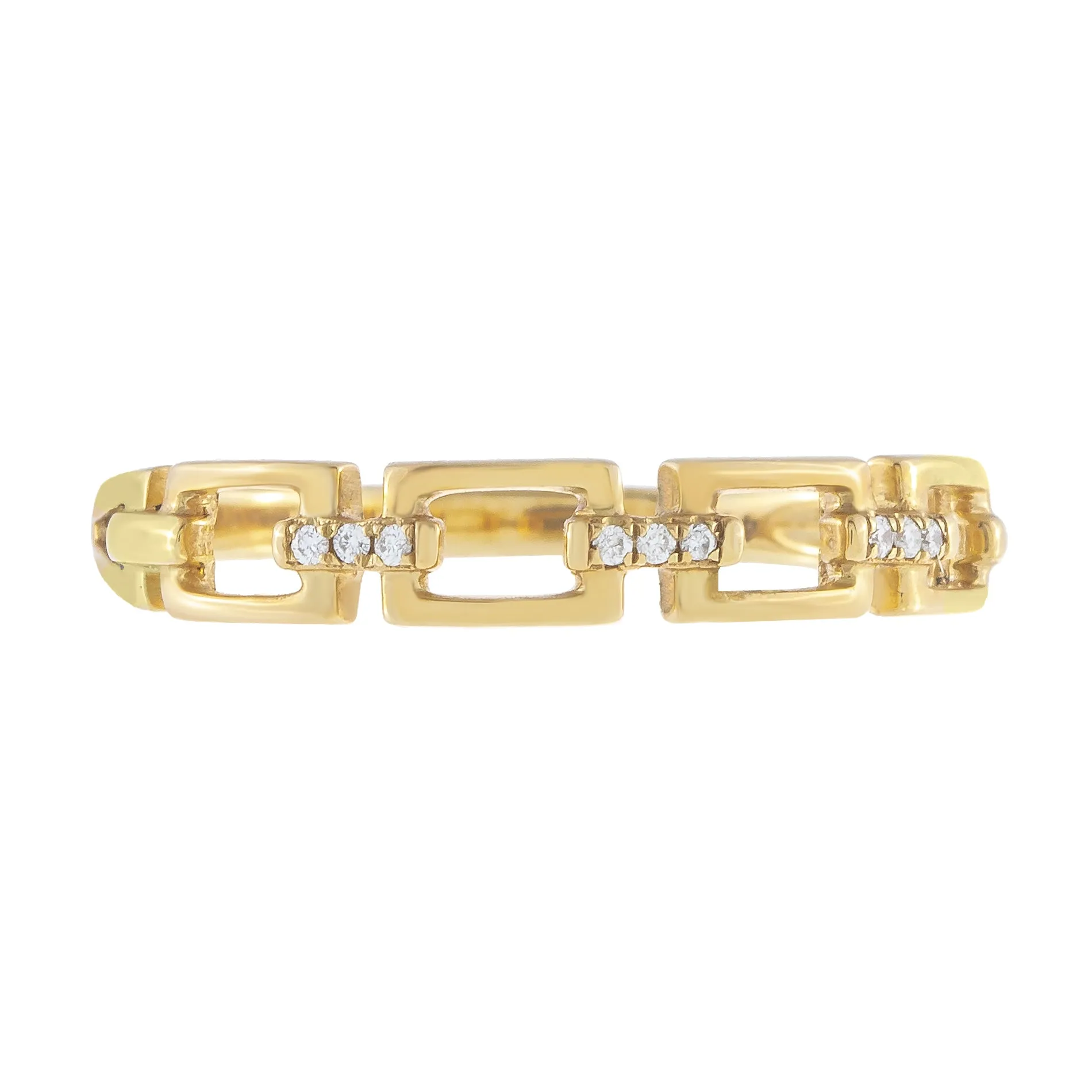 Diamond Pavé Box Link Ring 10K