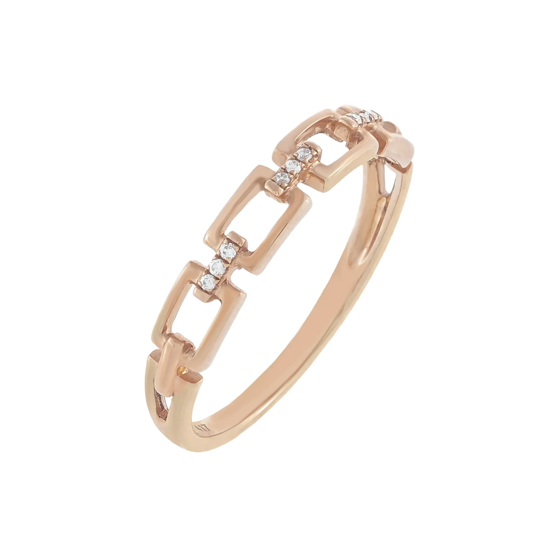 Diamond Pavé Box Link Ring 10K