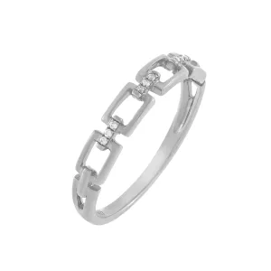 Diamond Pavé Box Link Ring 10K