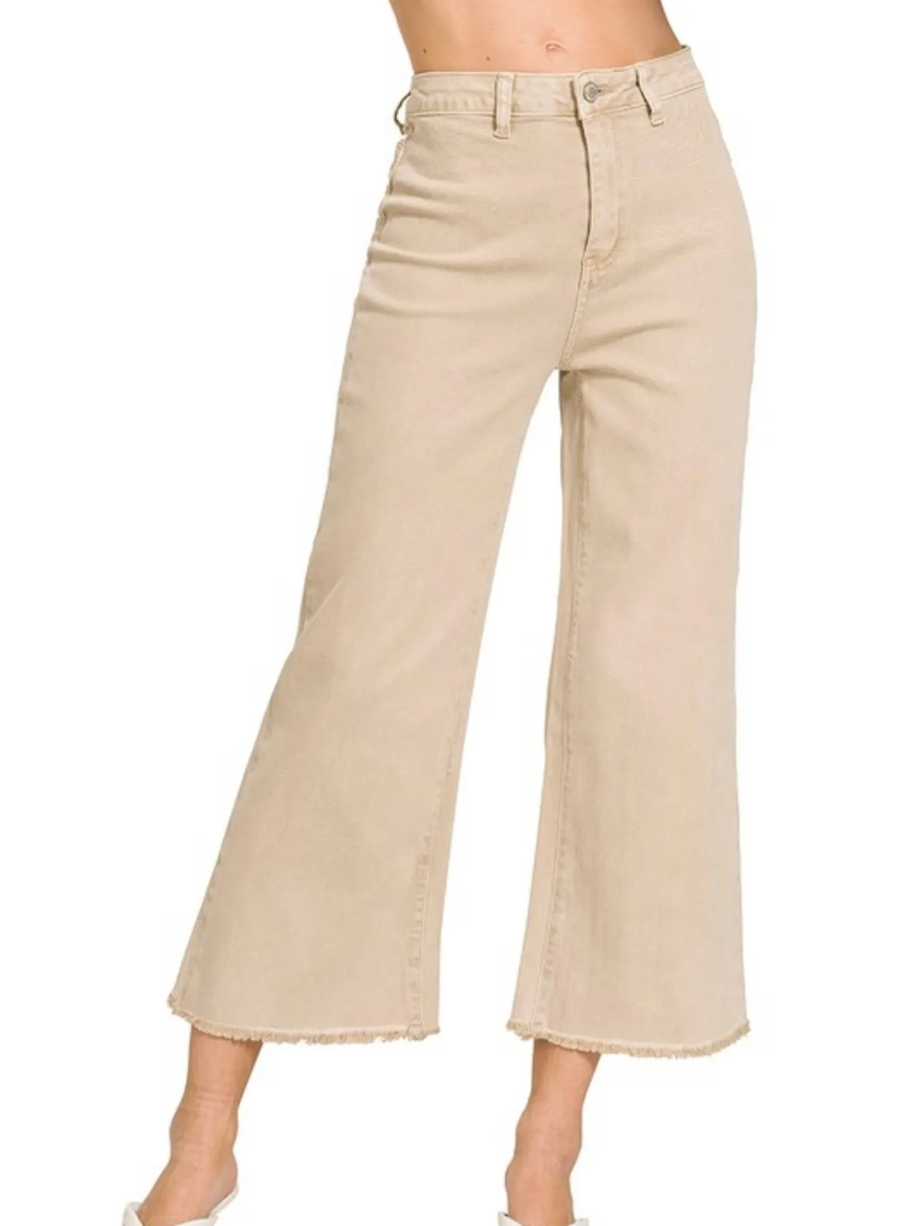 Do It All Acid Wash Denim: Sand Beige
