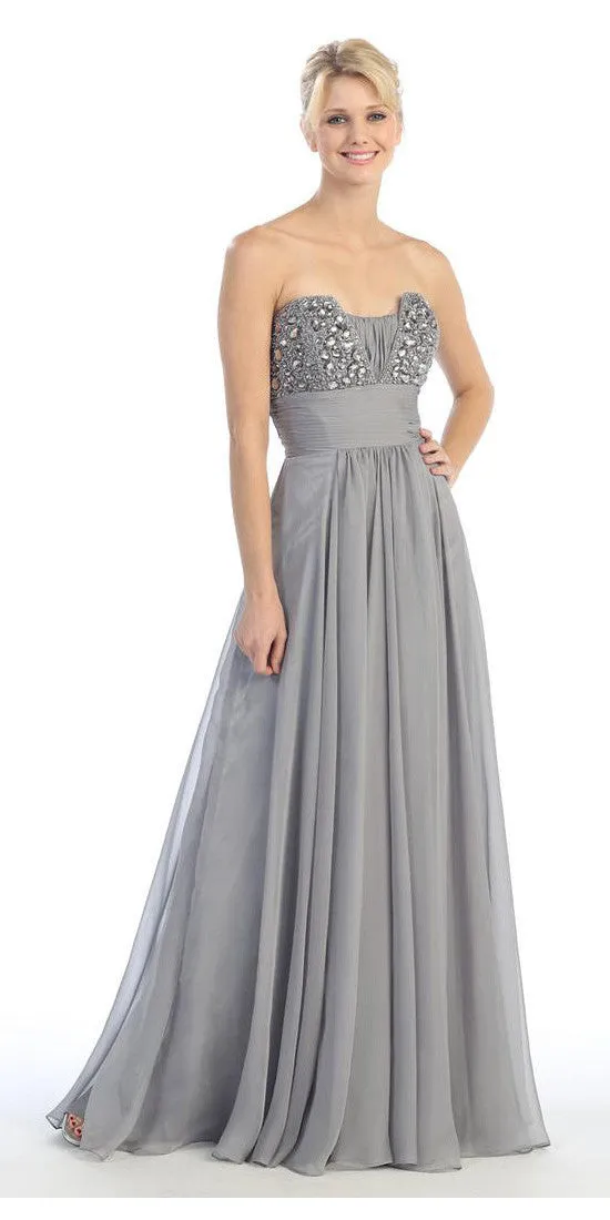 Eureka 2414 Studded Bodice A Line Long Ball Gown