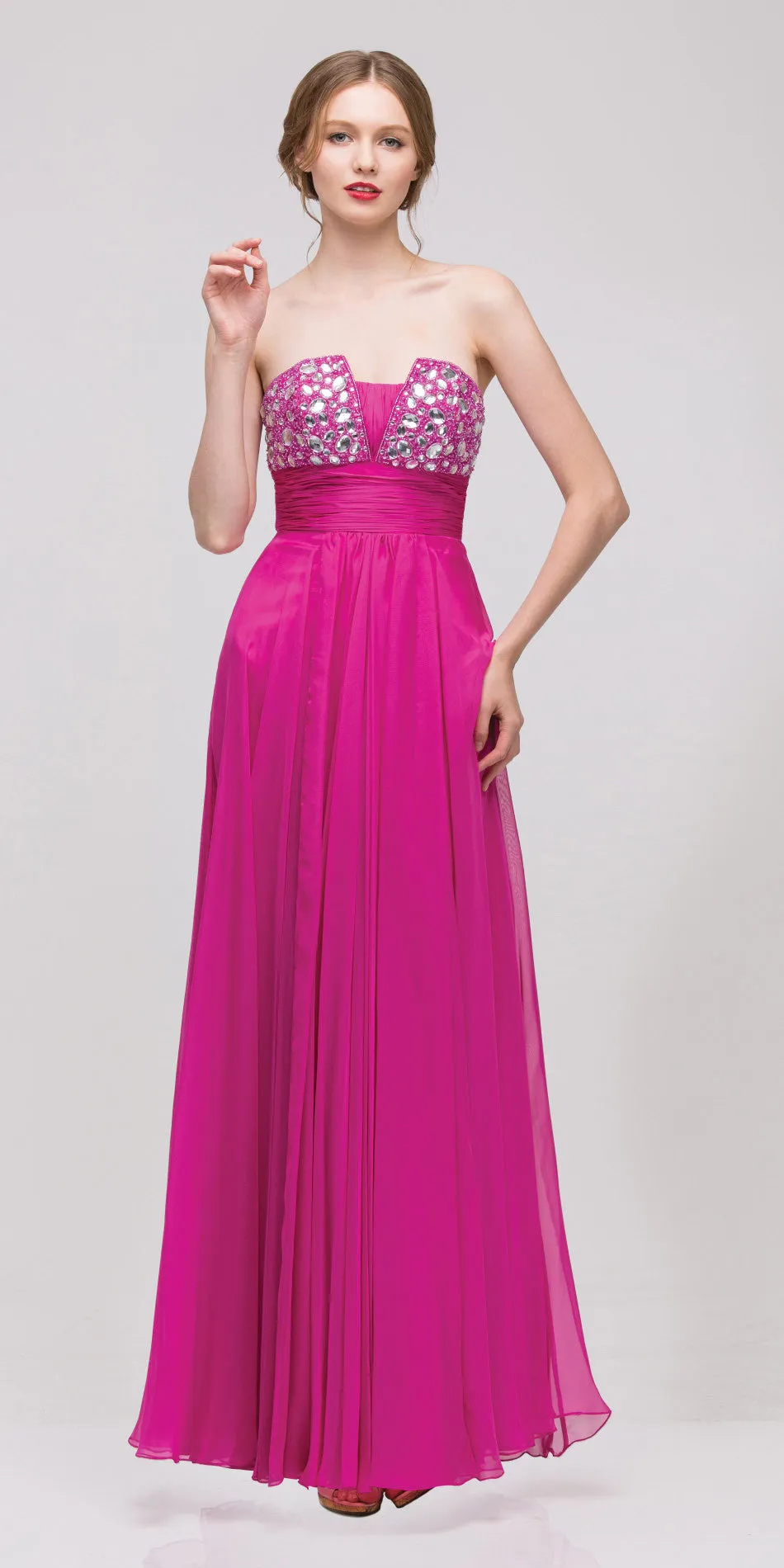 Eureka 2414 Studded Bodice A Line Long Ball Gown