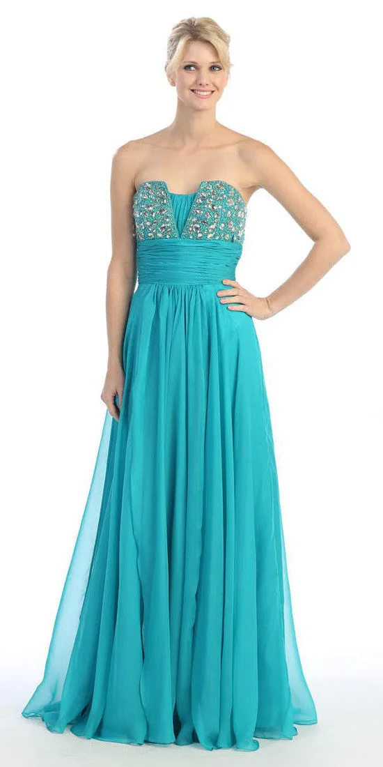 Eureka 2414 Studded Bodice A Line Long Ball Gown