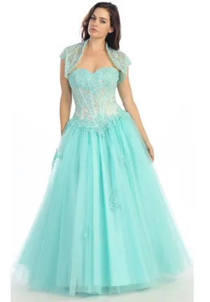 Eureka 3004 Corset Bodice Strapless A-Line Long Ball Gown