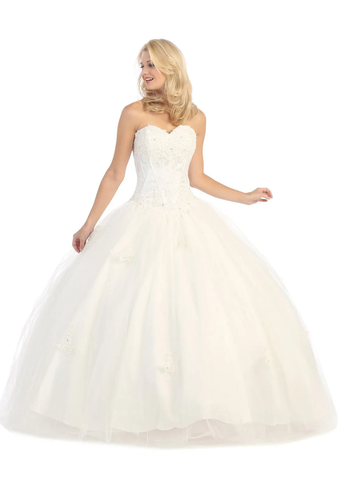 Eureka 3004 Corset Bodice Strapless A-Line Long Ball Gown