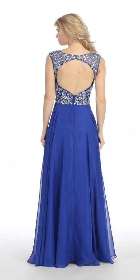 Eureka 3042 Long A-Line Chiffon Dress Empire Waist Sleeveless