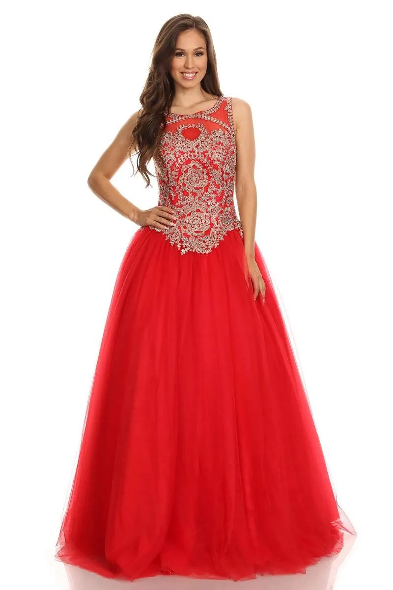 Eureka 3088 Quinceanera Dress Applique Cut-Out Back