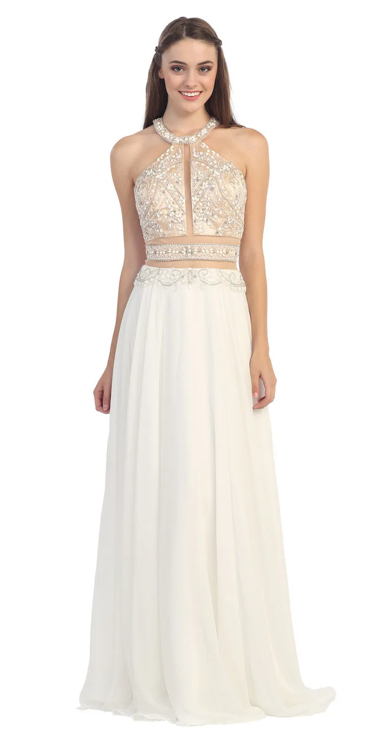 Eureka 3888 Halter Gown A-Line Chiffon Mesh