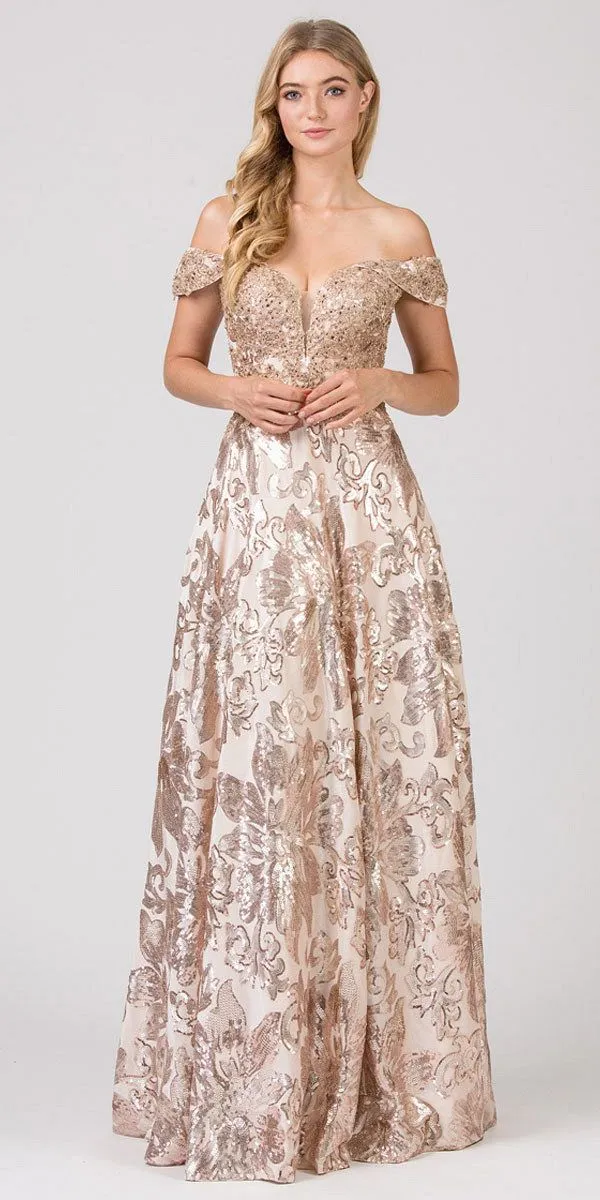Eureka 6733 Off-Shoulder Long Dress with Pockets