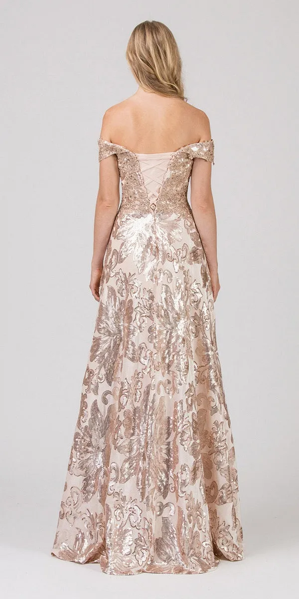 Eureka 6733 Off-Shoulder Long Dress with Pockets