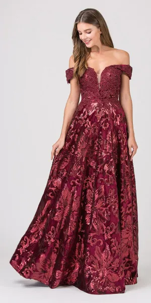 Eureka 6733 Off-Shoulder Long Dress with Pockets