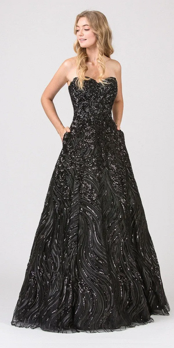 Eureka 7007 Strapless Sequins Prom Gown Corset Back