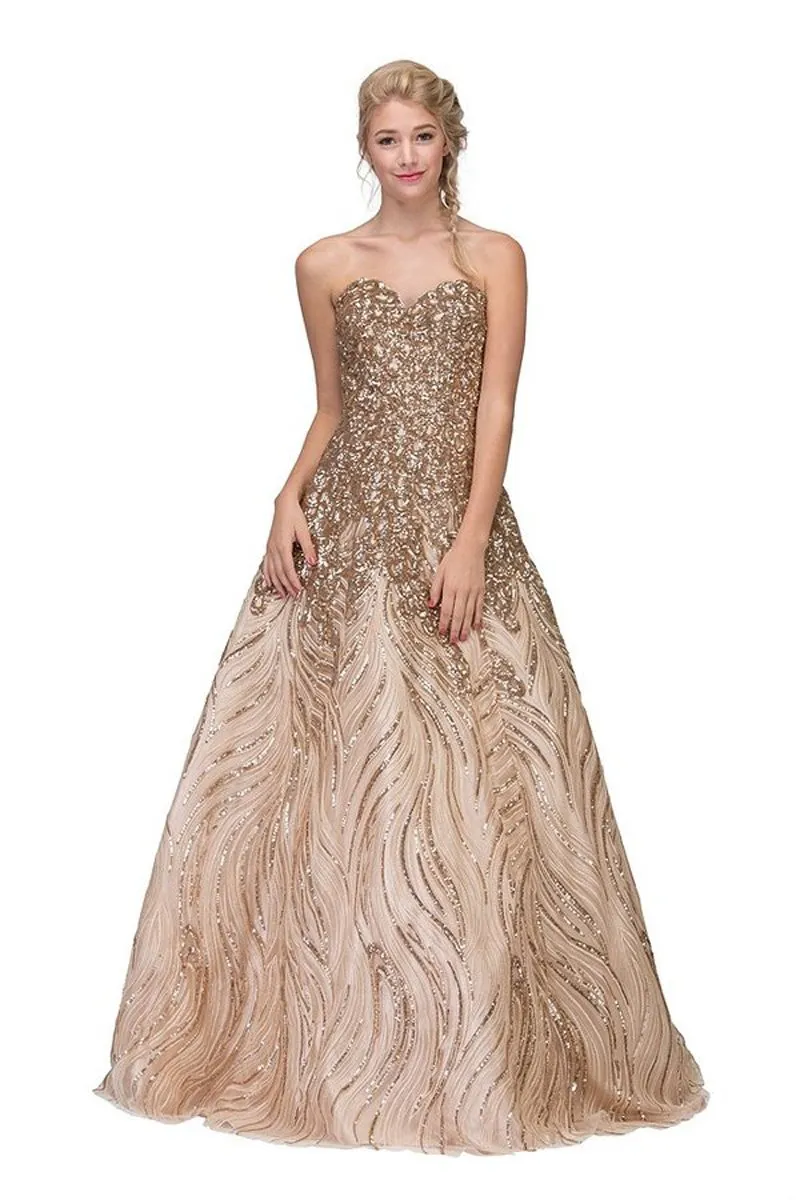 Eureka 7007 Strapless Sequins Prom Gown Corset Back