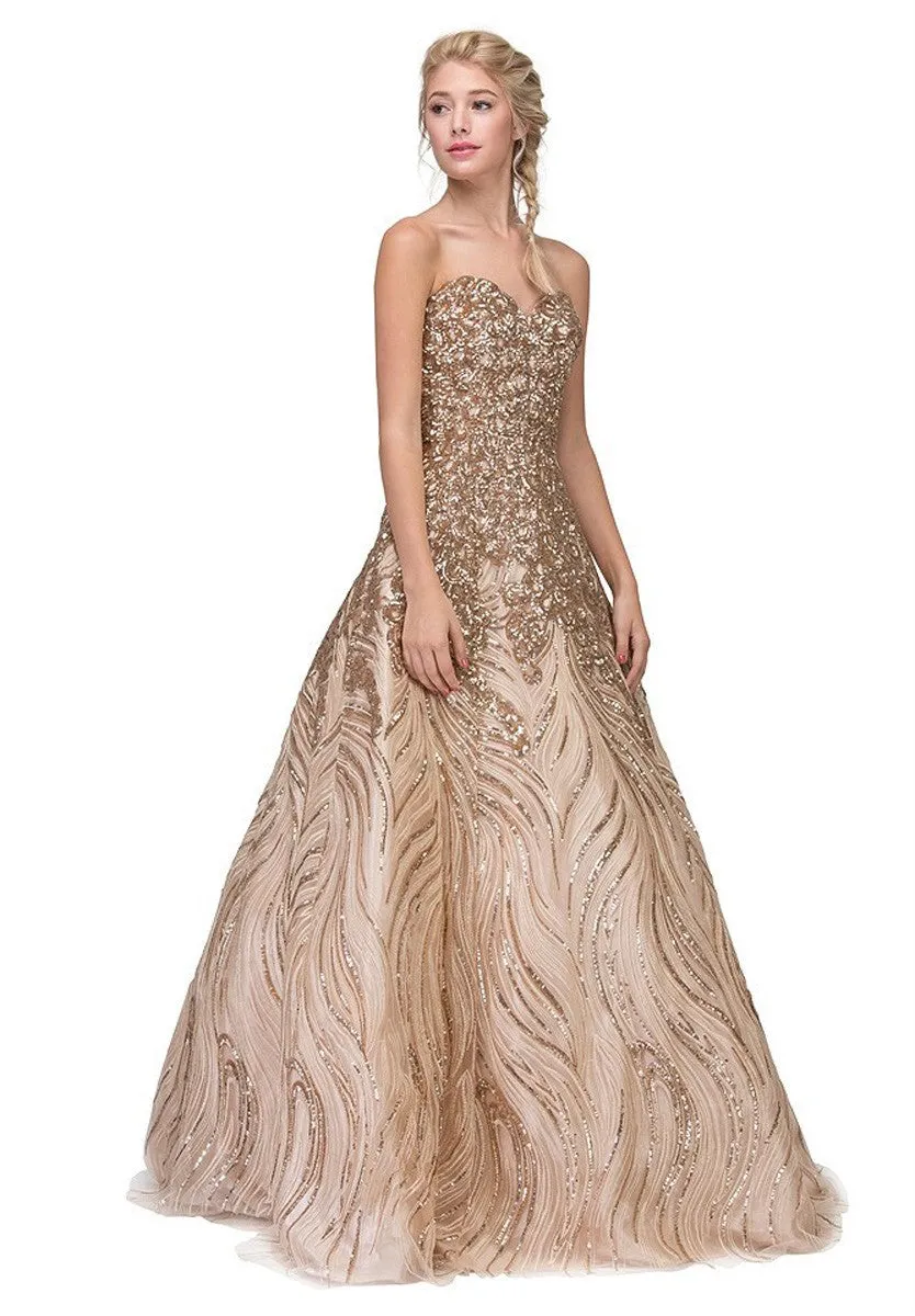 Eureka 7007 Strapless Sequins Prom Gown Corset Back
