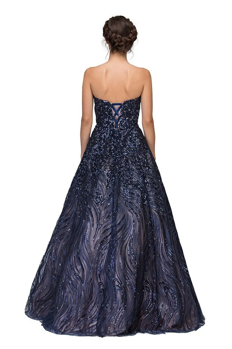 Eureka 7007 Strapless Sequins Prom Gown Corset Back
