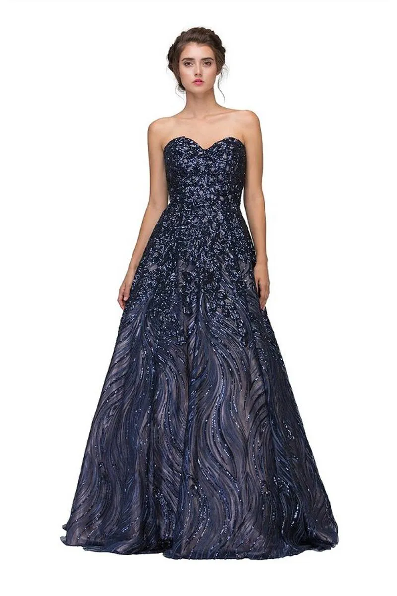 Eureka 7007 Strapless Sequins Prom Gown Corset Back