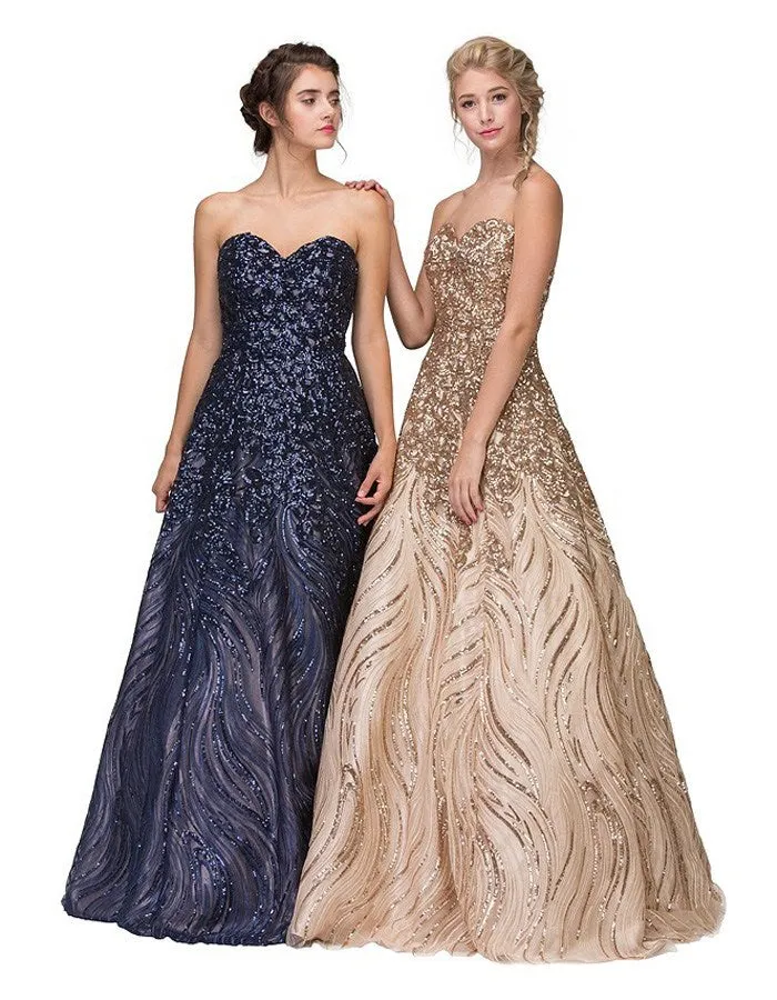 Eureka 7007 Strapless Sequins Prom Gown Corset Back