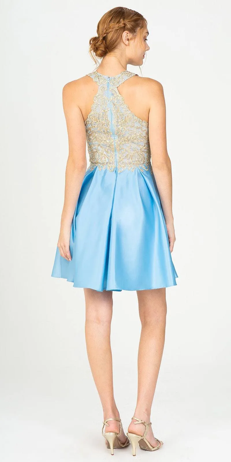 Eureka 8019 Halter Short Dress with Pockets