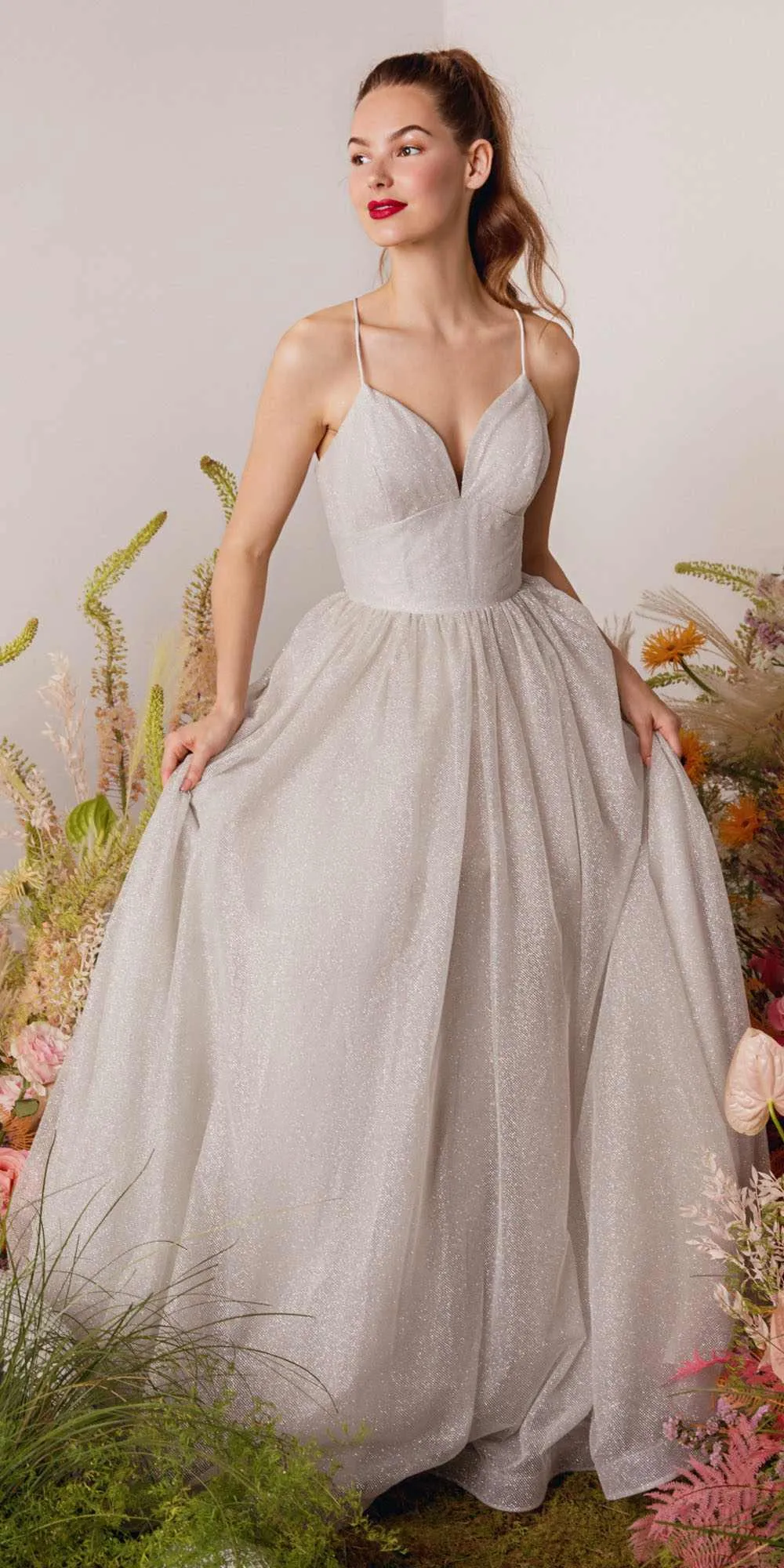 Eureka 9009 Glitter Mesh A-Line Dress Corset Back