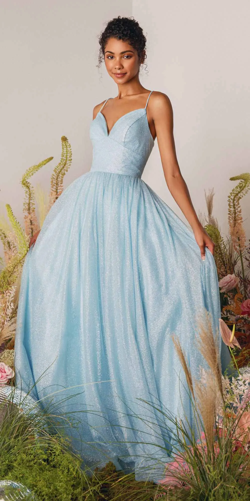 Eureka 9009 Glitter Mesh A-Line Dress Corset Back