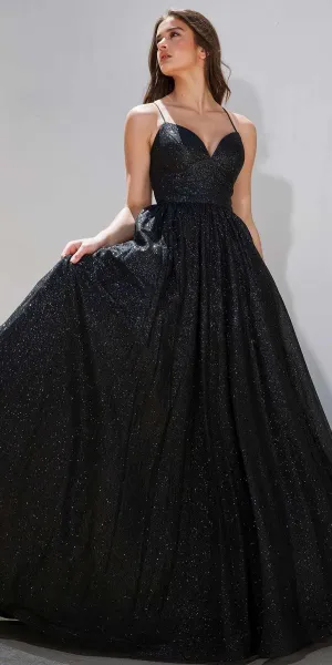 Eureka 9009 Glitter Mesh A-Line Dress Corset Back