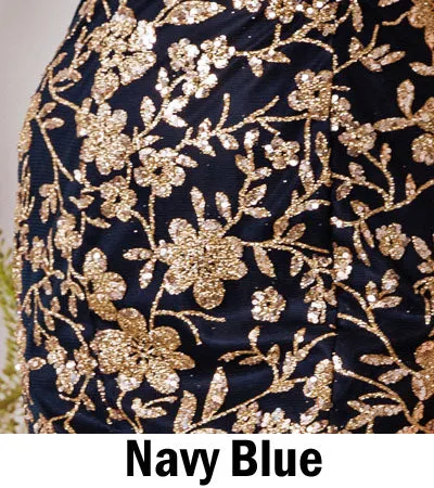 Eureka 9766 Long Off Shoulder A-Line Gown Glitter Print