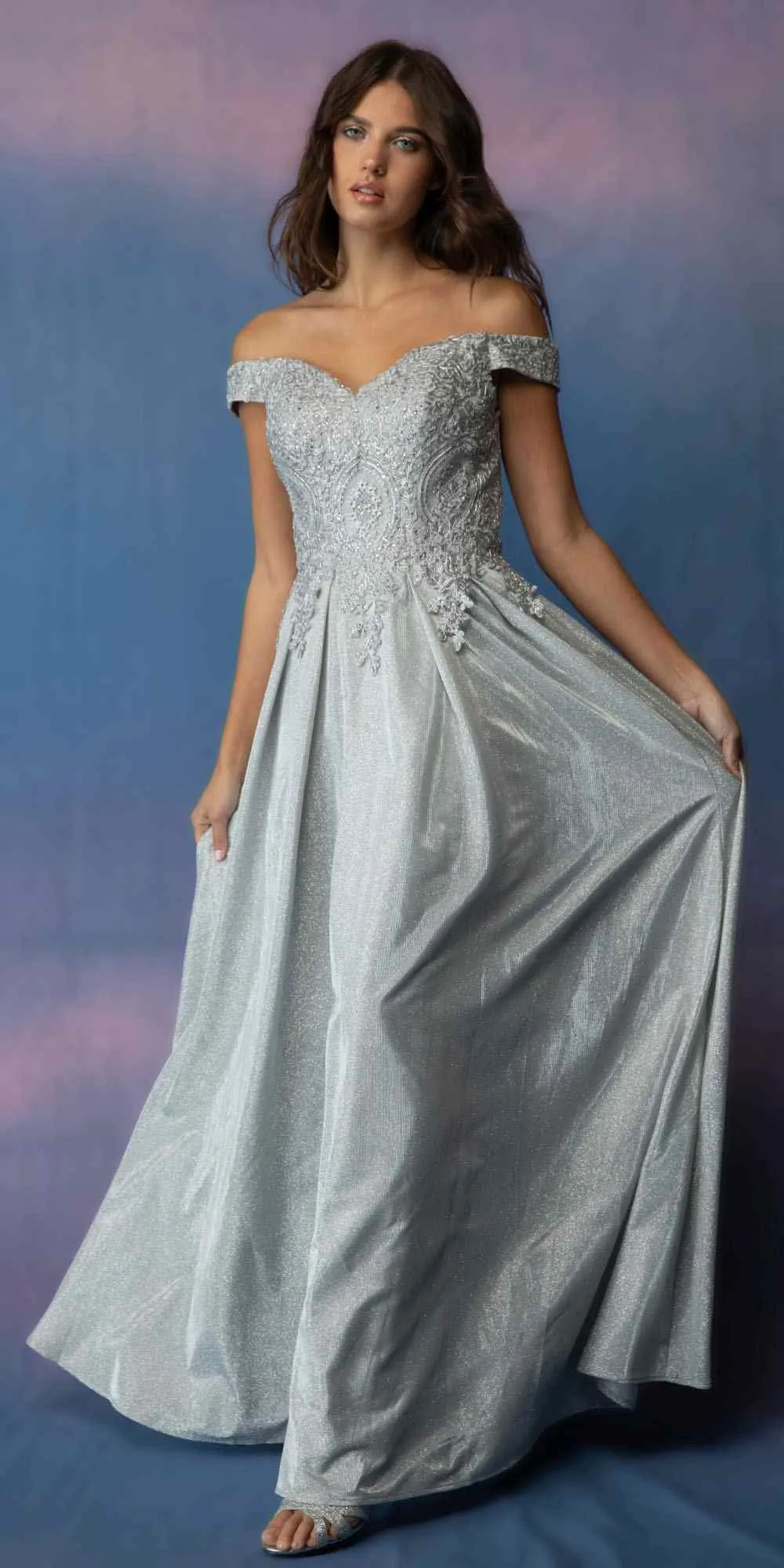 Eureka 9806 Floor Length Off Shoulder A-Line Gown