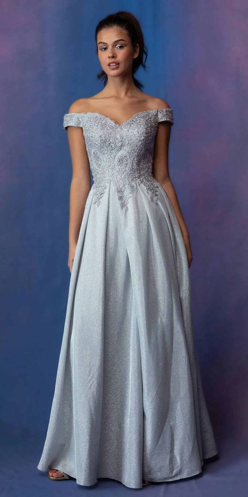 Eureka 9806 Floor Length Off Shoulder A-Line Gown