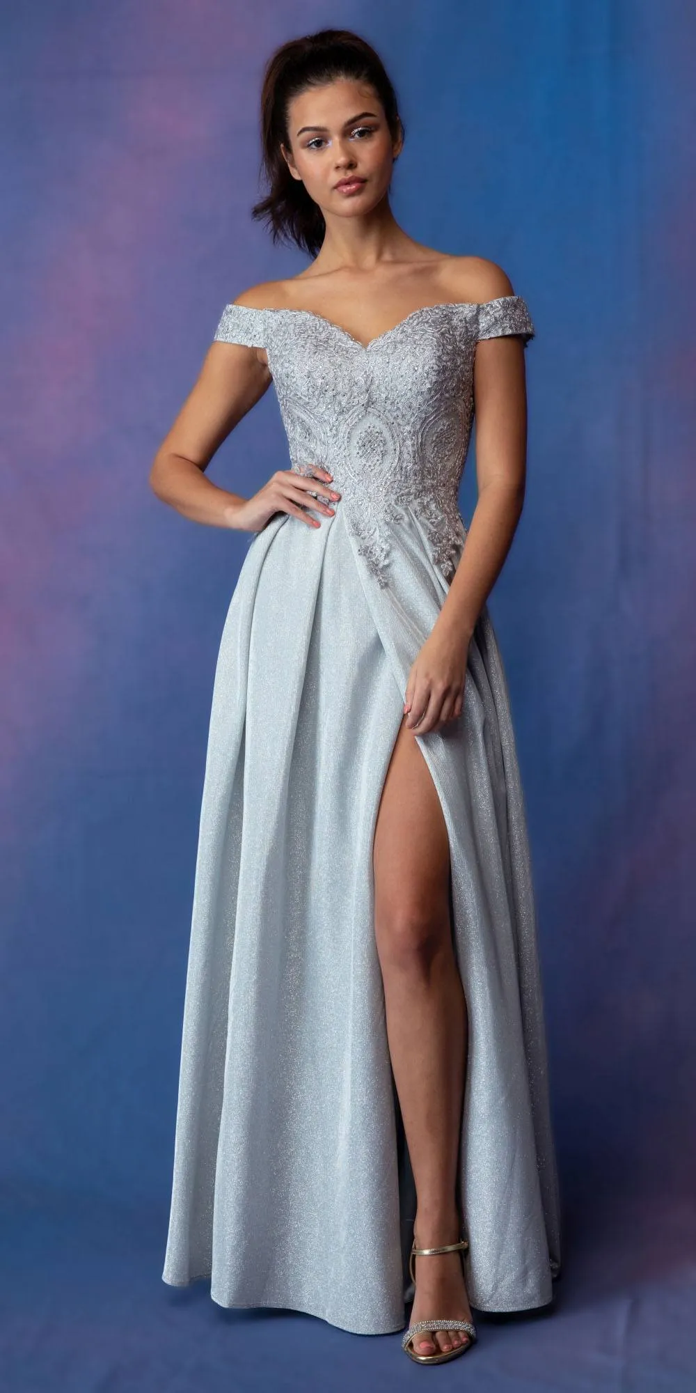 Eureka 9806 Floor Length Off Shoulder A-Line Gown