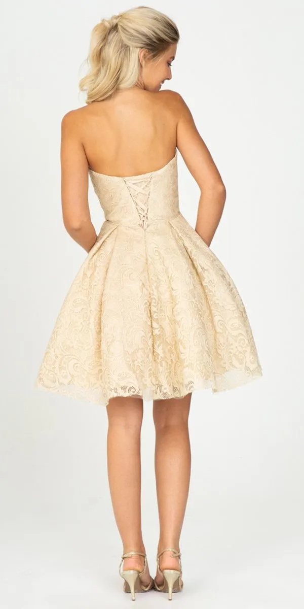 Eureka 9922 Strapless Short Dress with Pockets