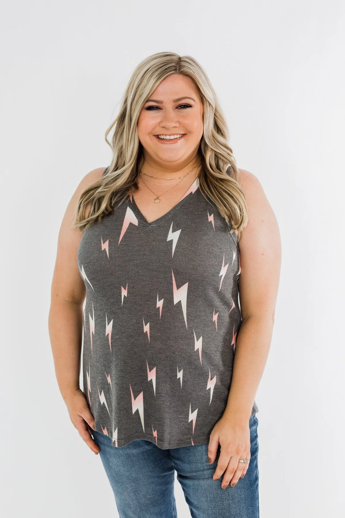 Every Time We Touch Lightning Bolt Tank Top- Charcoal