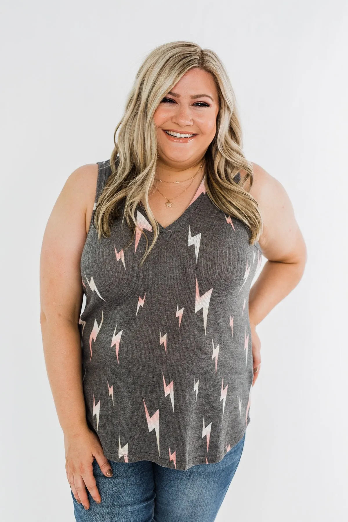 Every Time We Touch Lightning Bolt Tank Top- Charcoal