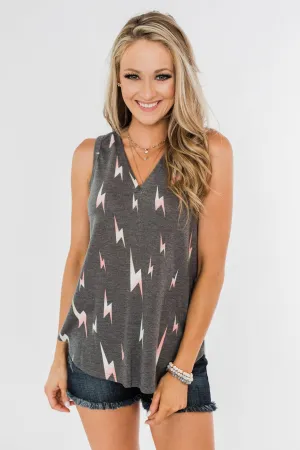 Every Time We Touch Lightning Bolt Tank Top- Charcoal