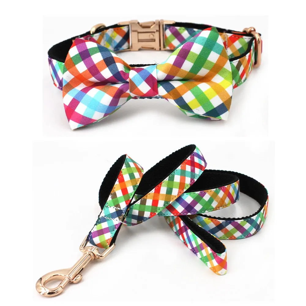 Fashion Colorful Personalized Dog ID Collar Leash set