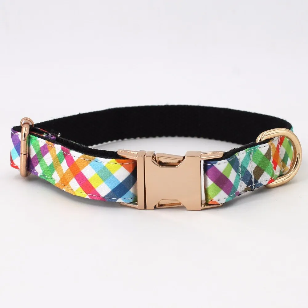 Fashion Colorful Personalized Dog ID Collar Leash set