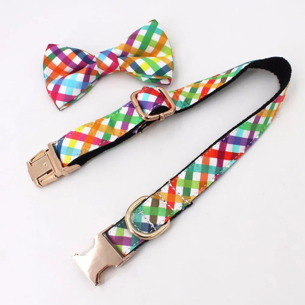 Fashion Colorful Personalized Dog ID Collar Leash set