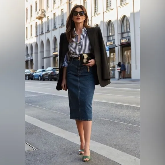 FAVORITE DAUGHTER Jordie Super High Rise Denim Pencil Skirt 28