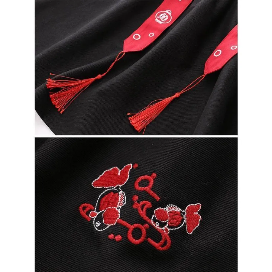 Fish Embroidery Tassels A-line Skirt J20040