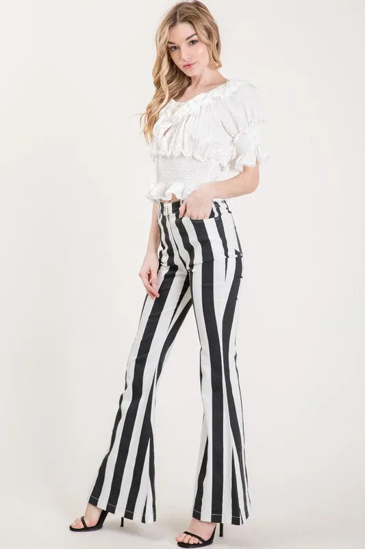 FLOAT ON STRIPE DENIM FLARES