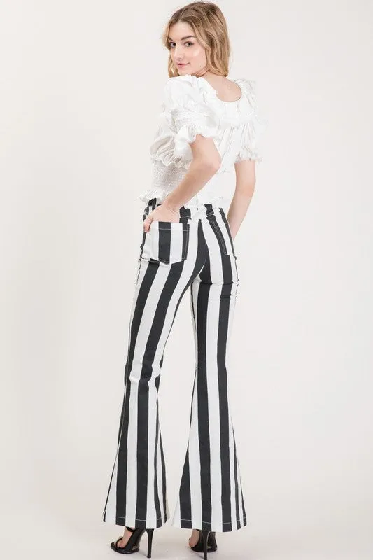 FLOAT ON STRIPE DENIM FLARES