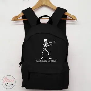 Floss Like A Boss Skeleton Black Bag - Back to School